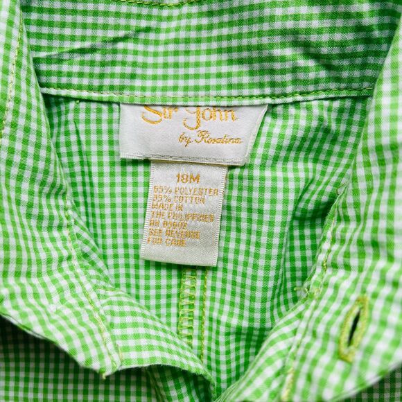 Sir John by Rosalina Green Gingham Shortall Size 18 months - Picture 4 of 4